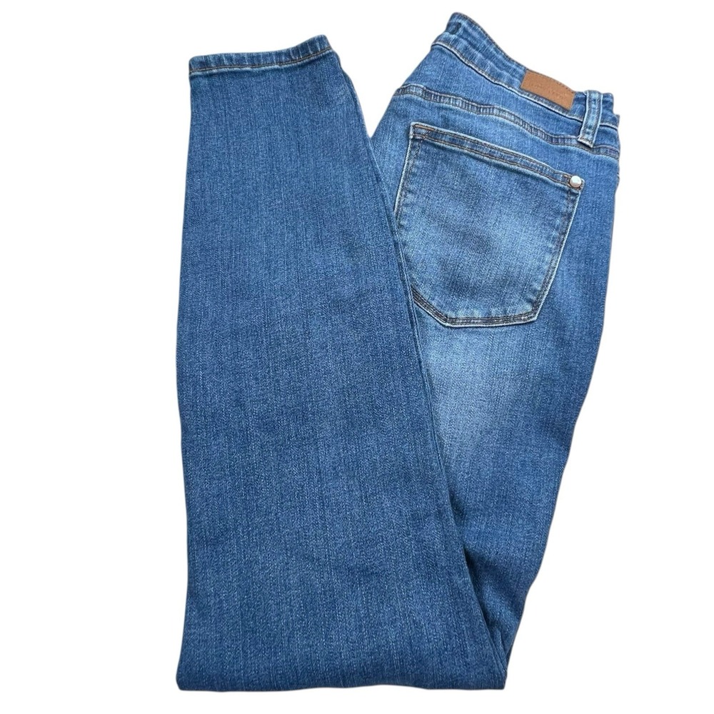 Judy Blue Womens 9/29 Skinny Fit Distressed Plaid‎ Medium Wash Mid Rise Jeans